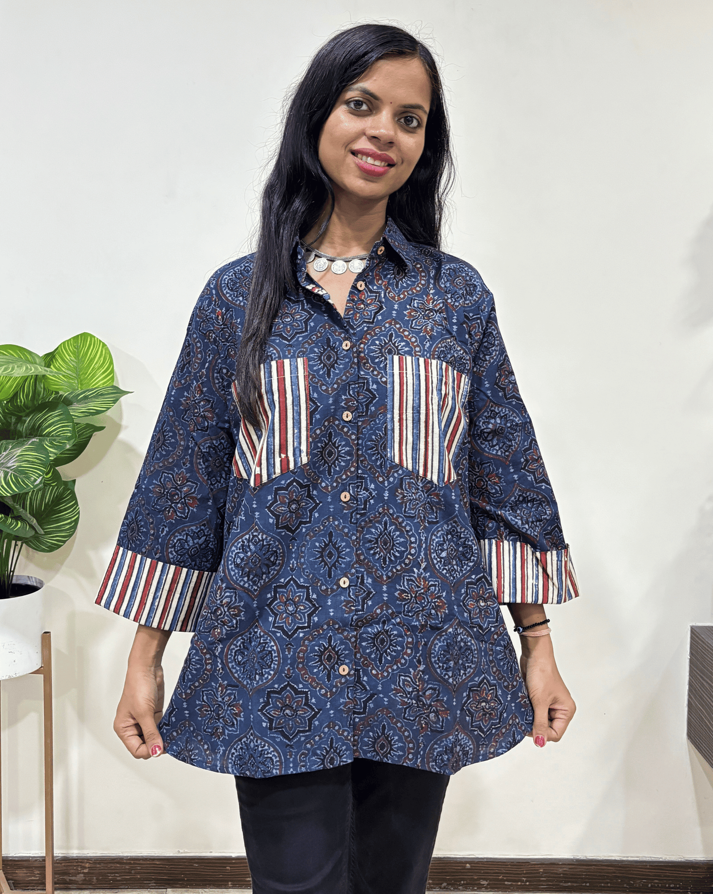 Fanah Handblock Ajrakh Shirt