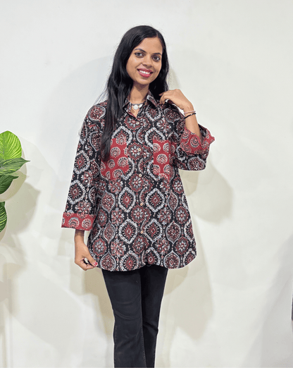Fanah Handblock Ajrakh Shirt
