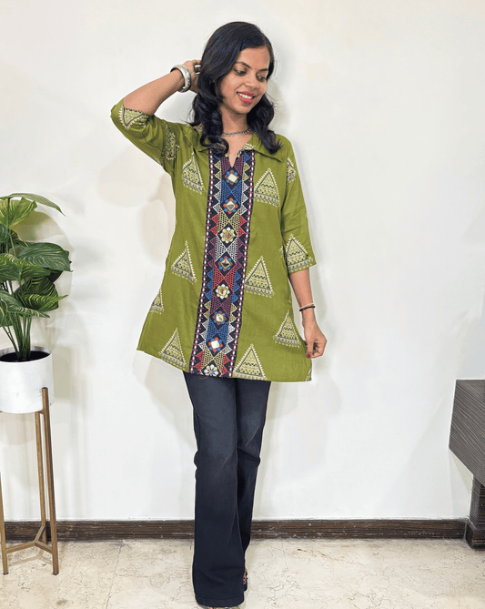 Ruhi Ajrakh Short Kurti