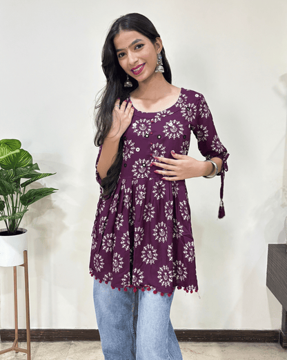 Dhun Round Warli Short Kurti