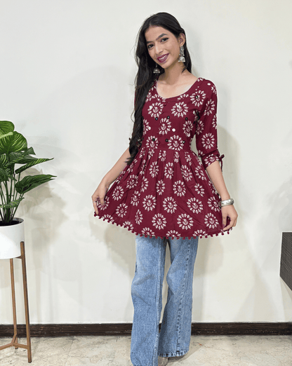 Dhun Round Warli Short Kurti
