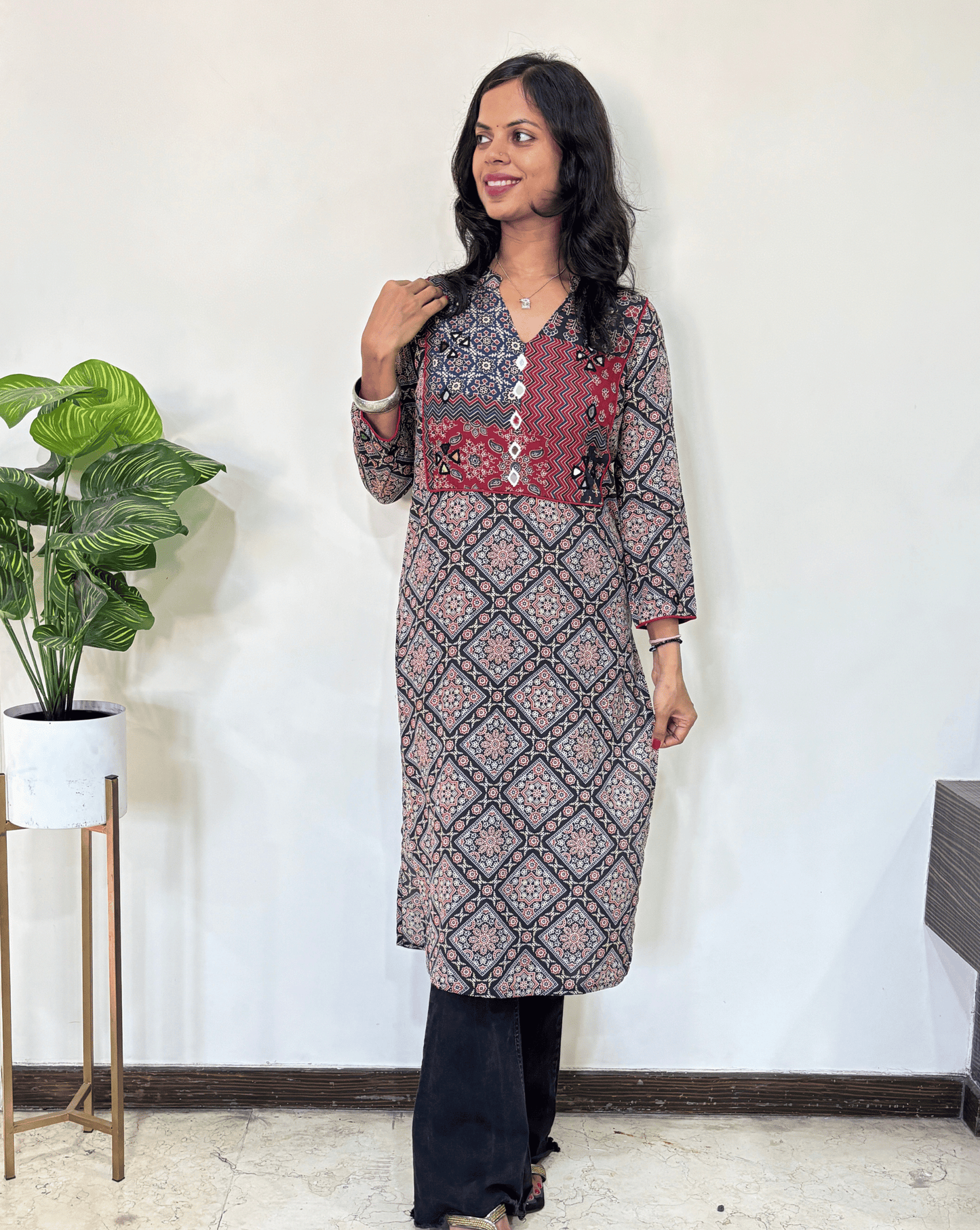 Niya Square Ajrakh Long Kurti