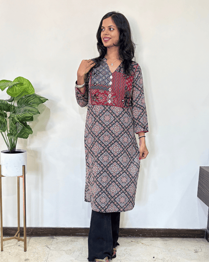 Niya Square Ajrakh Long Kurti