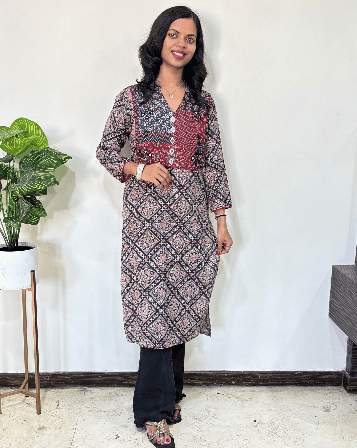 Niya Square Ajrakh Long Kurti