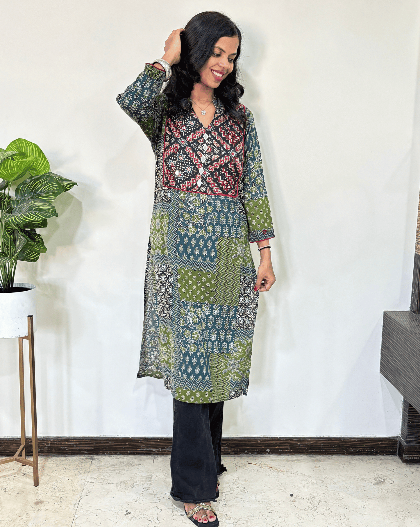Niya Square Ajrakh Long Kurti