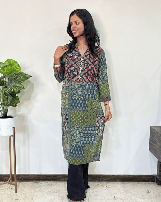 Niya Square Ajrakh Long Kurti