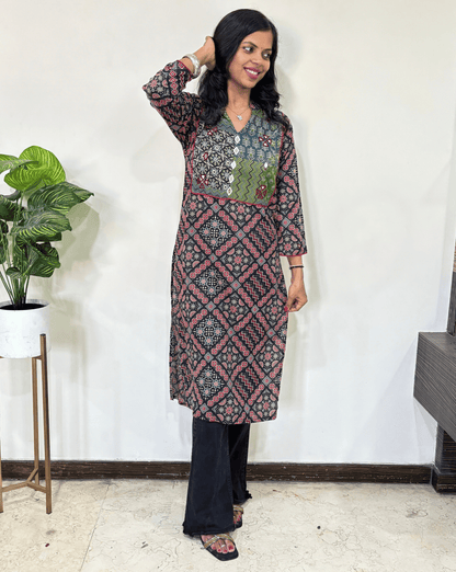 Niya Square Ajrakh Long Kurti
