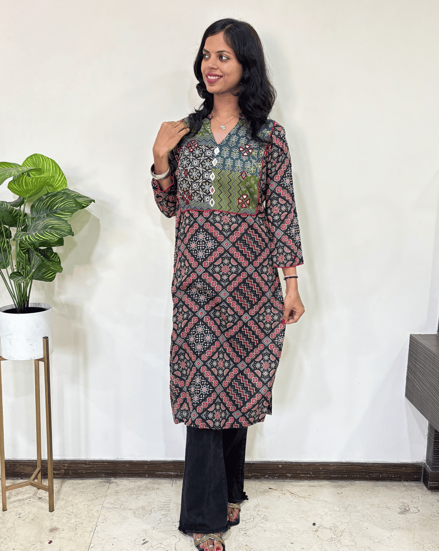 Niya Square Ajrakh Long Kurti