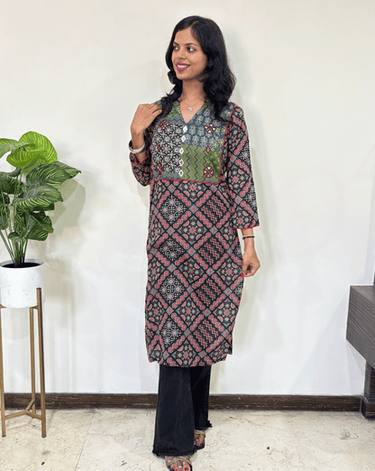 Niya Square Ajrakh Long Kurti