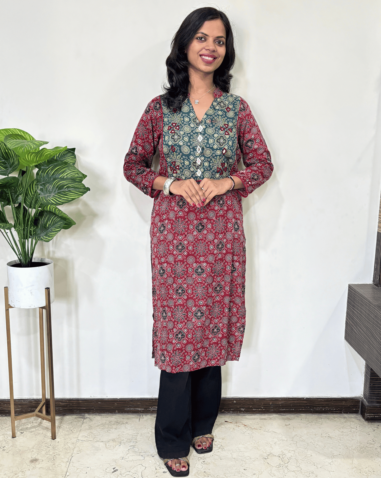 Niya Square Ajrakh Long Kurti