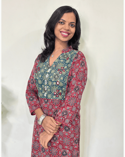 Niya Square Ajrakh Long Kurti