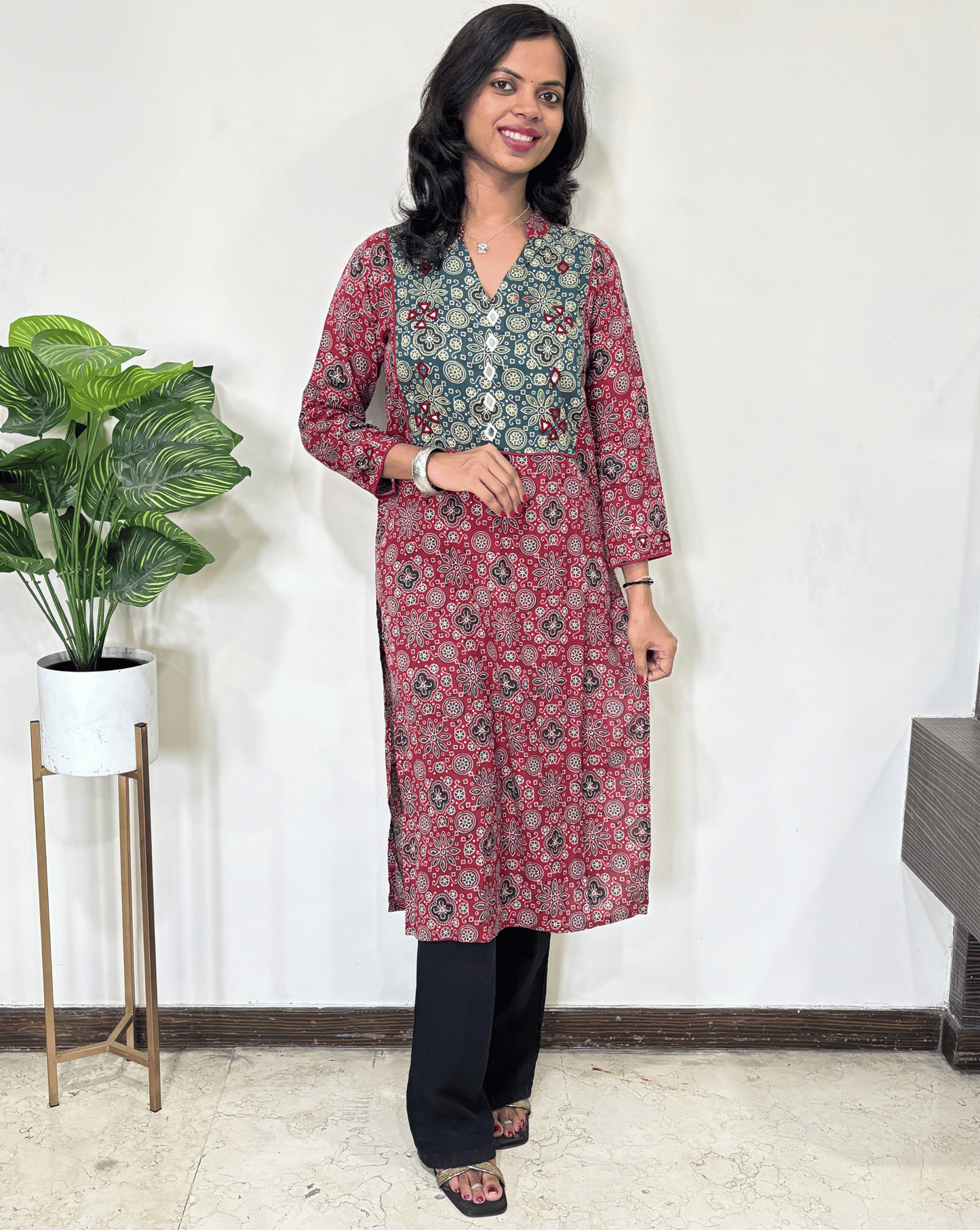 Niya Square Ajrakh Long Kurti