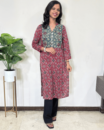 Niya Square Ajrakh Long Kurti