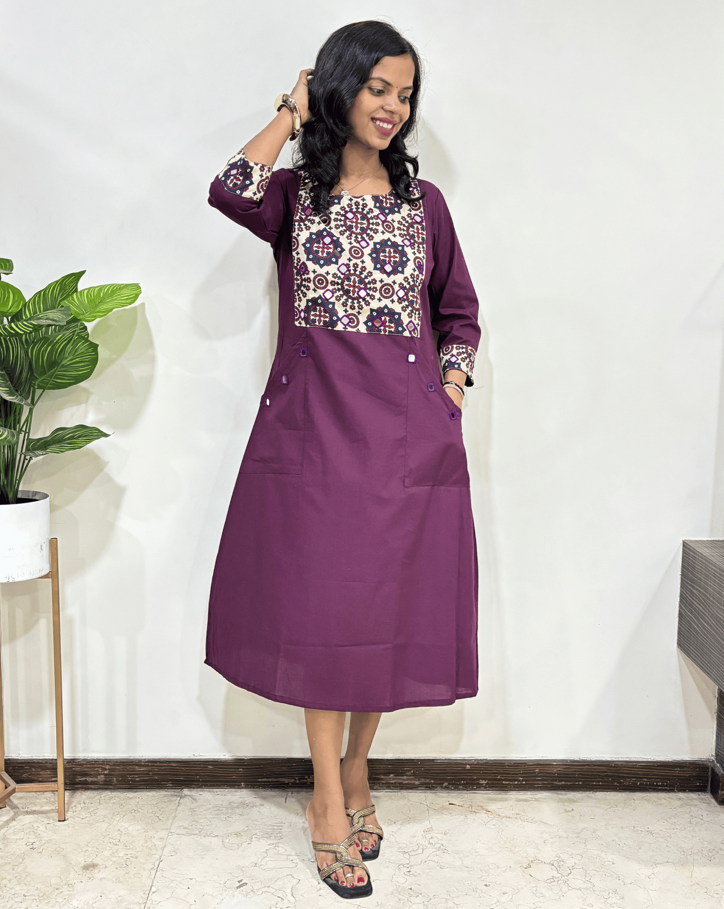 Kangna Ajrakh Long Kurti