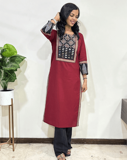 Vidhi Ajrakh Long Kurti