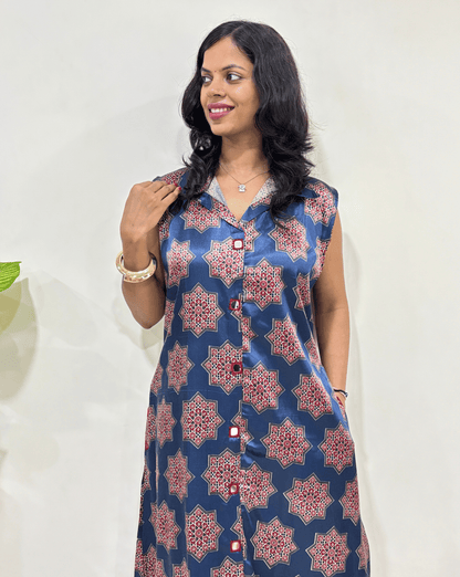Kriti Ajrakh Mashru Silk One Piece