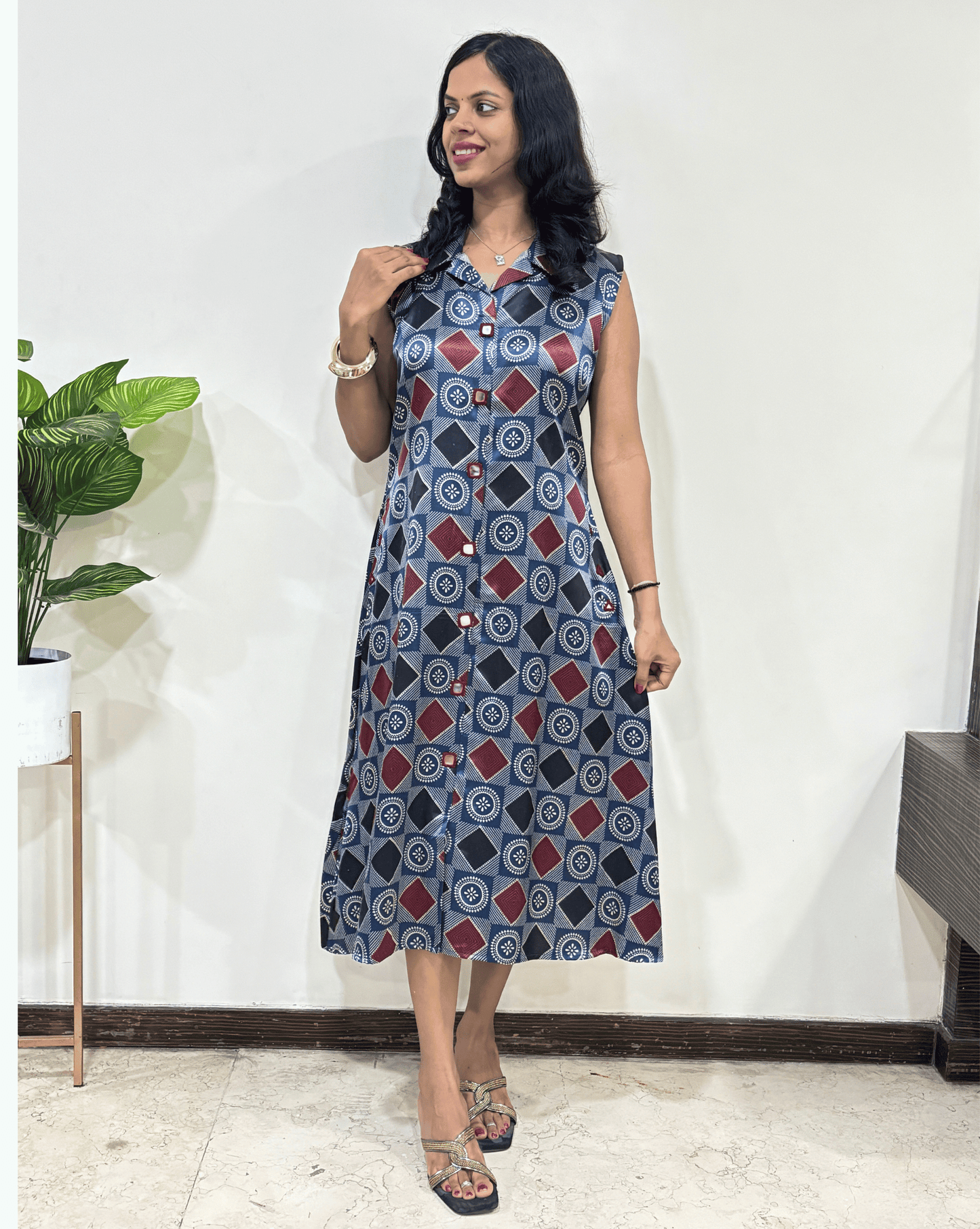 Kriti Ajrakh Mashru Silk One Piece