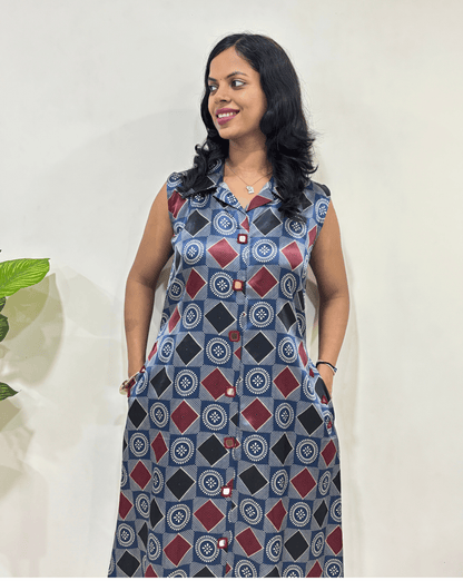Kriti Ajrakh Mashru Silk One Piece