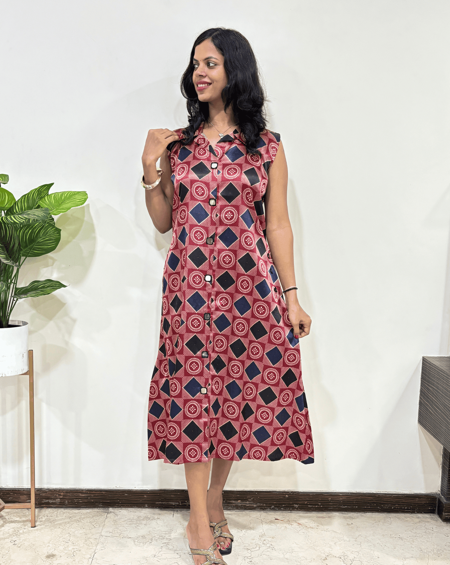Kriti Ajrakh Mashru Silk One Piece