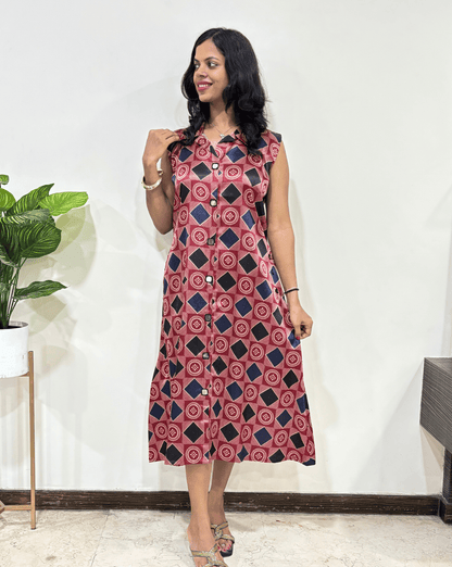 Kriti Ajrakh Mashru Silk One Piece