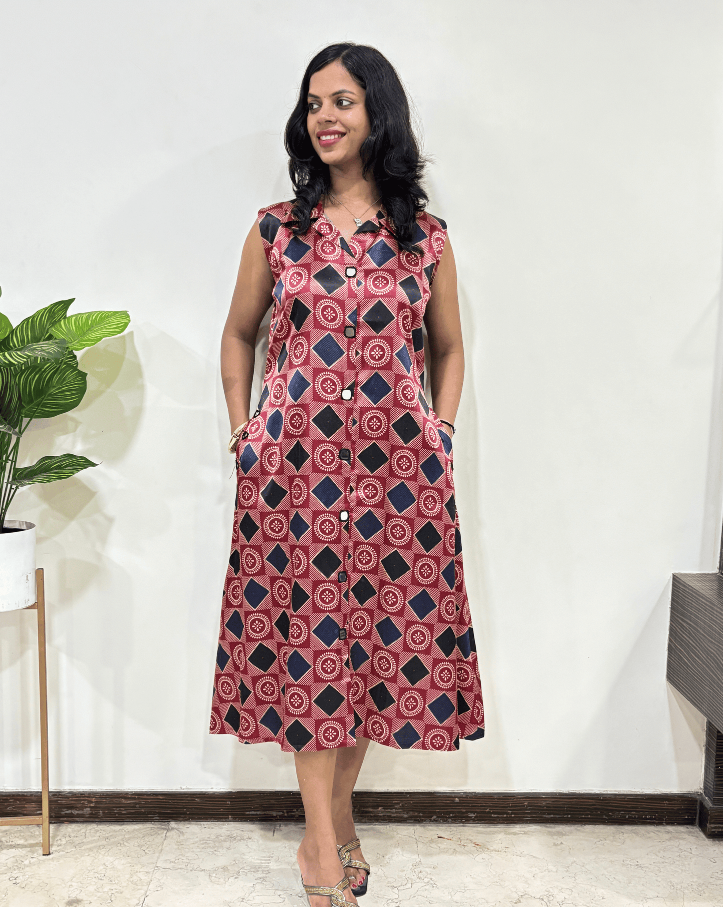 Kriti Ajrakh Mashru Silk One Piece