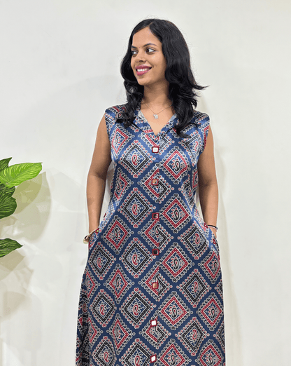 Kriti Bandhani Mashru Silk A-line Kurti
