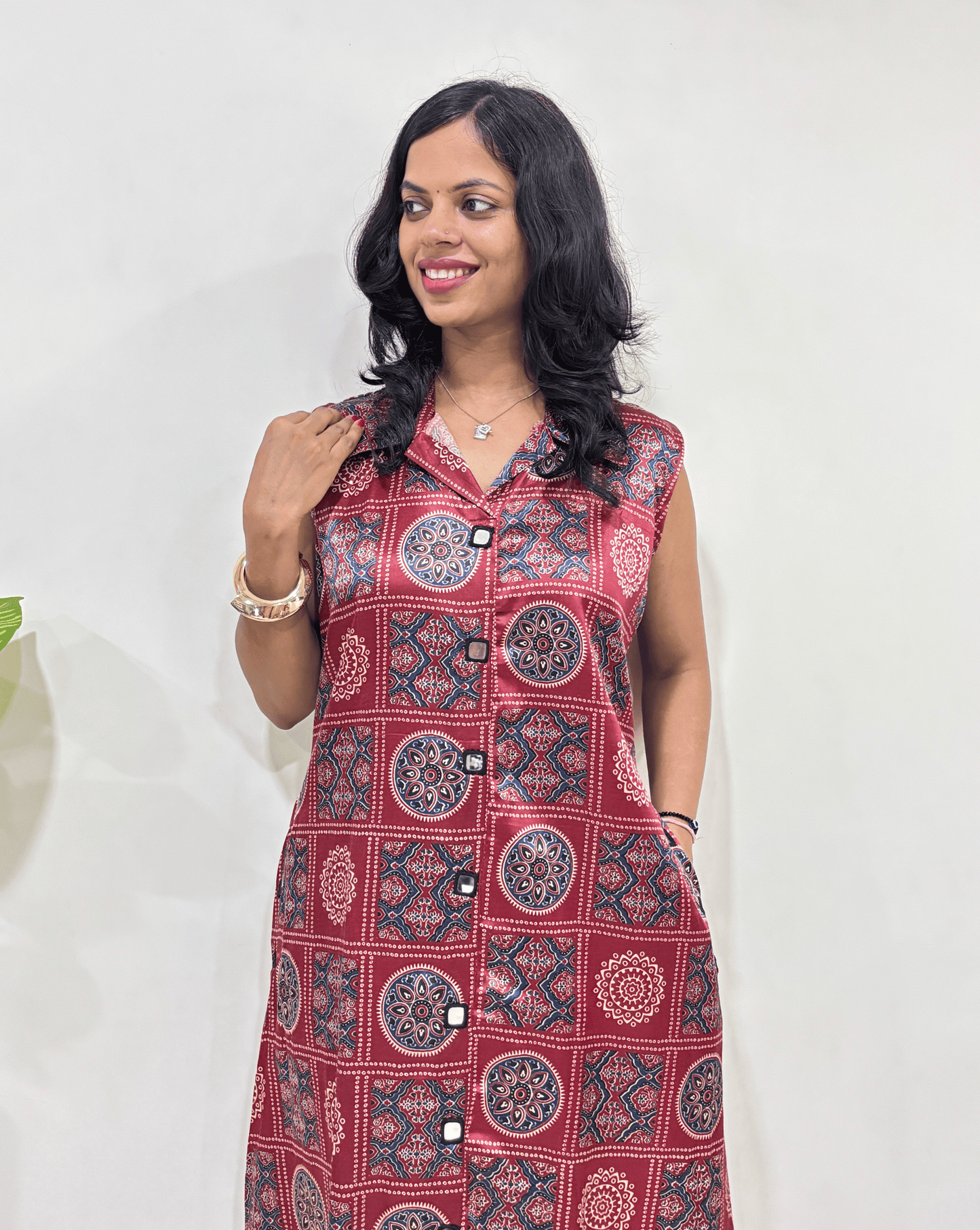 Kriti Bandhani Mashru Silk A-line Kurti