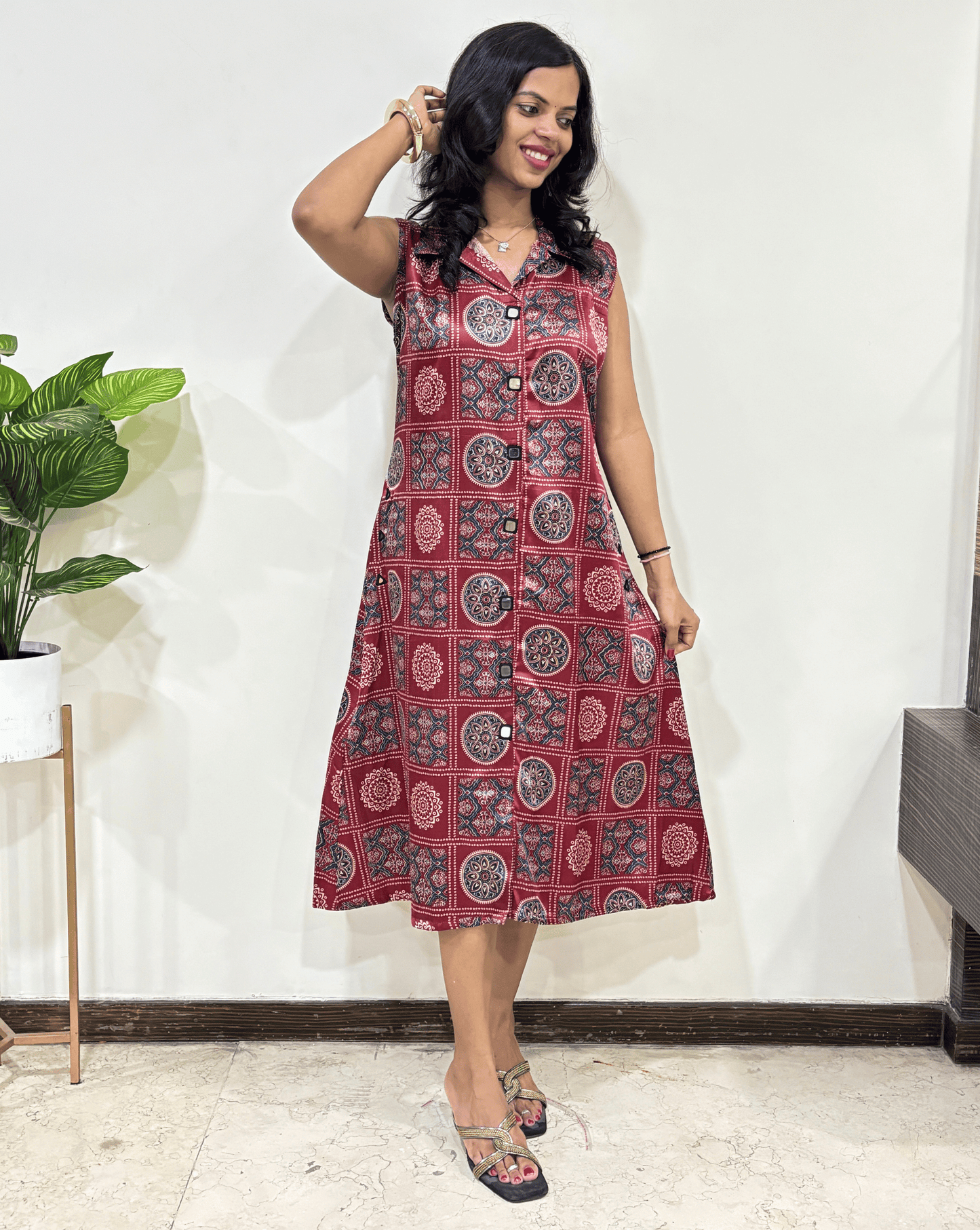 Kriti Bandhani Mashru Silk A-line Kurti