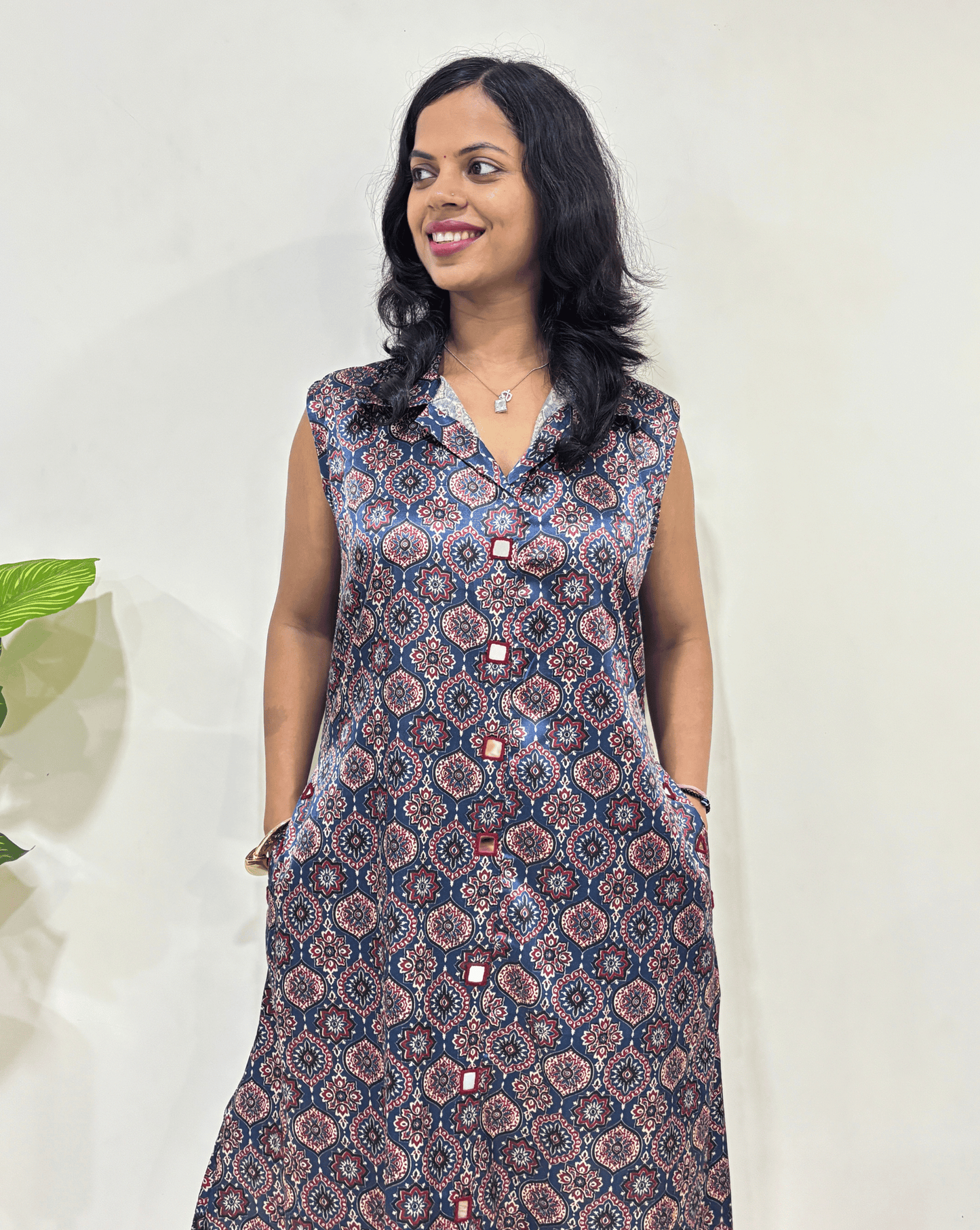 Kriti Badambuta Ajrakh Mashru Silk Kurti