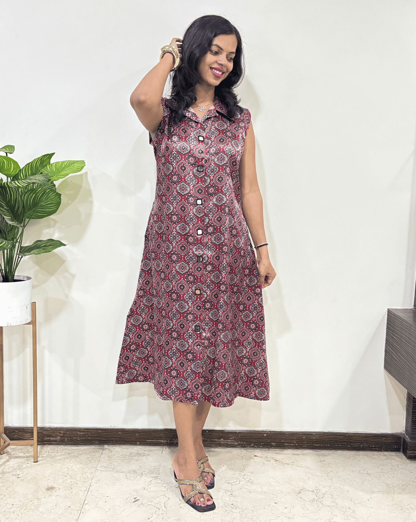 Kriti Badambuta Ajrakh Mashru Silk Kurti