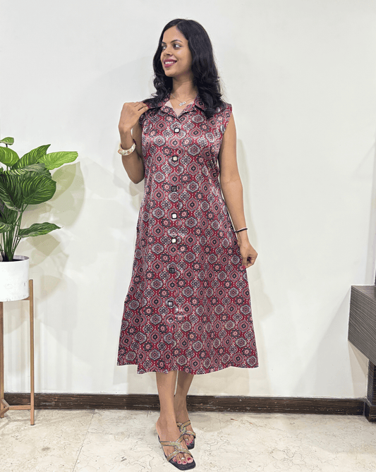 Kriti Badambuta Ajrakh Mashru Silk Kurti