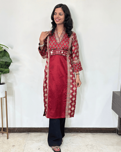 Preet Mashru Silk A-line Long Kurti