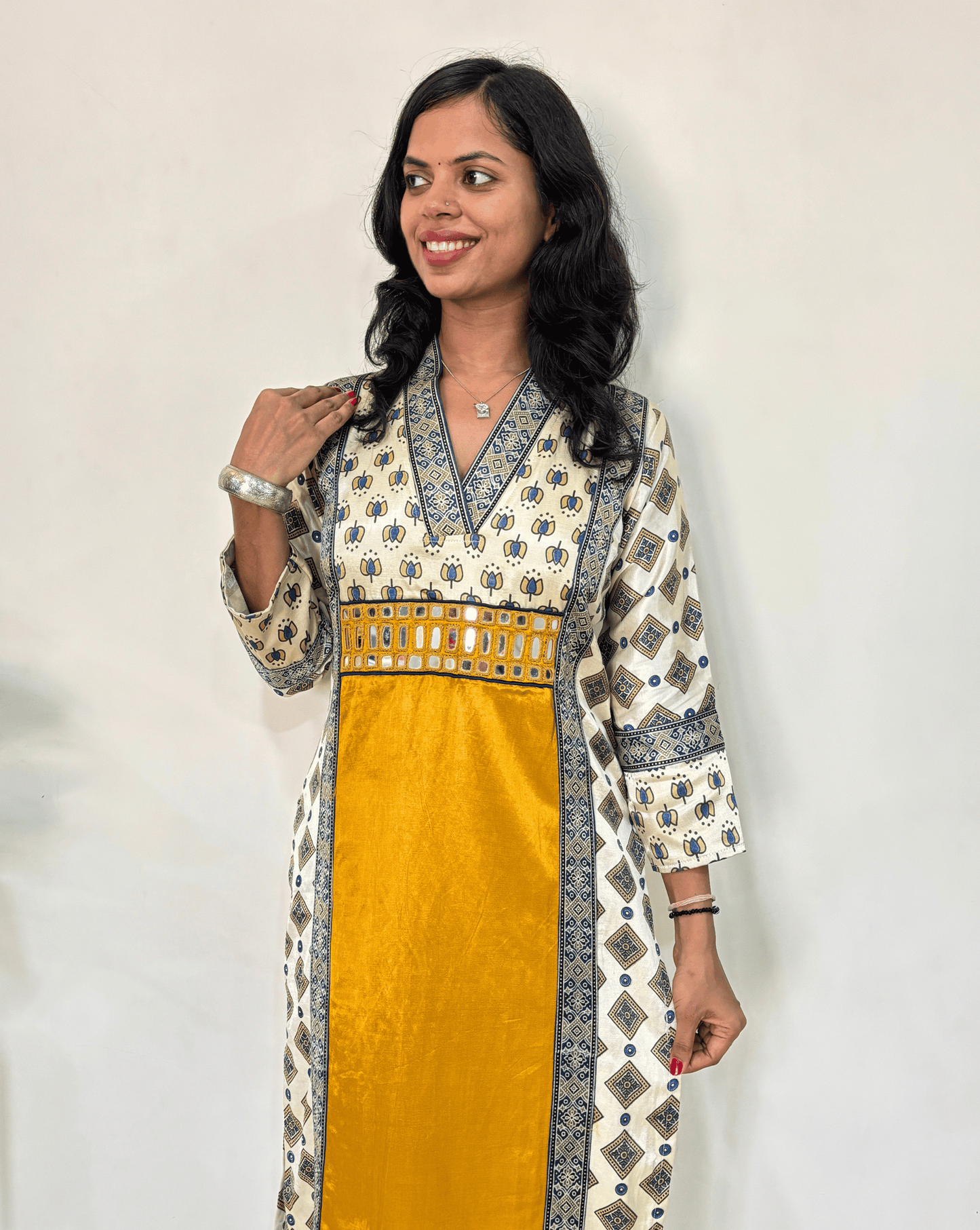 Preet Mashru Silk A-line Long Kurti
