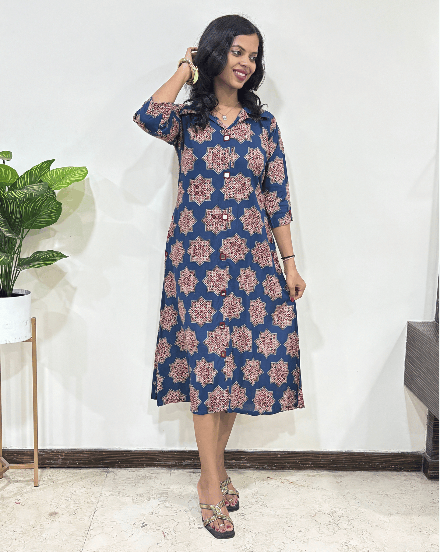 Shriya Star ajrakh A-line Long Kurti