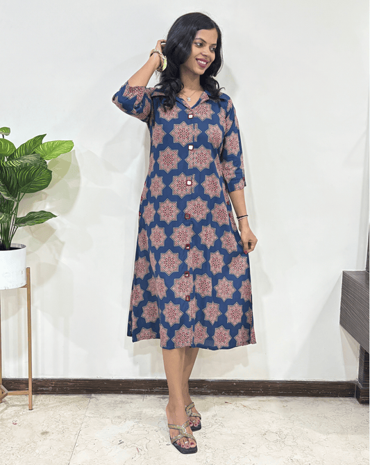 Shriya Star ajrakh A-line Long Kurti