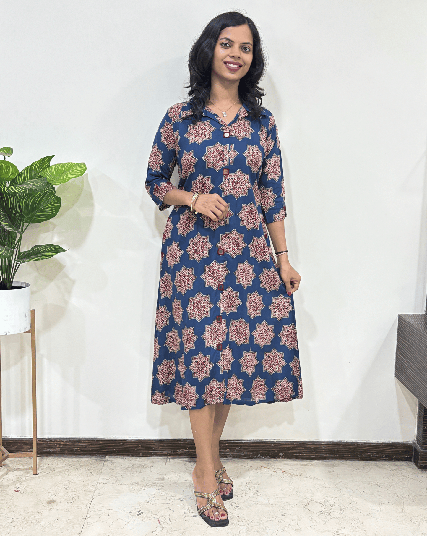 Shriya Star ajrakh A-line Long Kurti