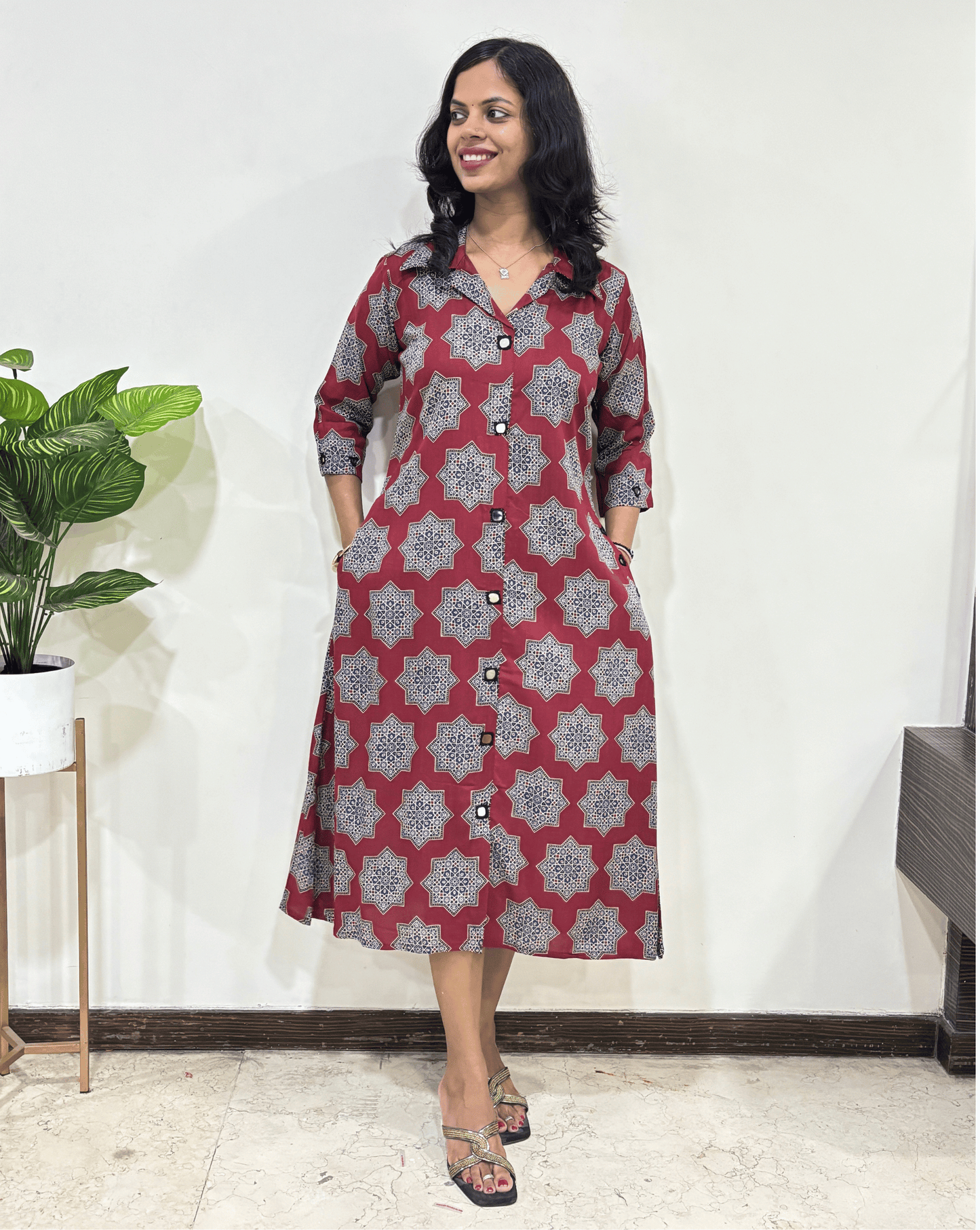 Shriya Star ajrakh A-line Long Kurti