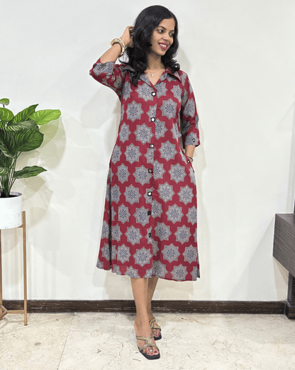 Shriya Star ajrakh A-line Long Kurti