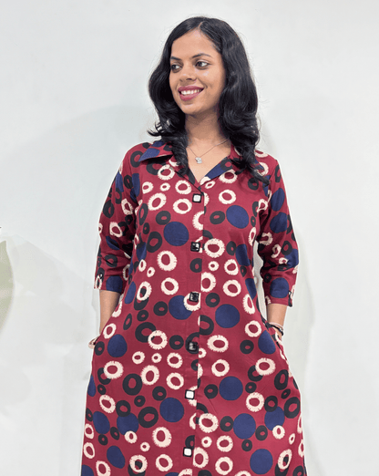 Shriya Geometric Ajrakh Cotton One-Piece