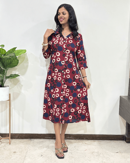 Shriya Geometric Ajrakh Cotton One-Piece