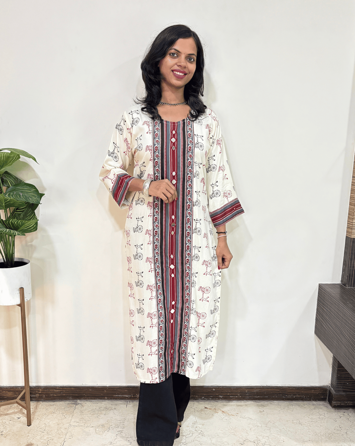 Chhavi White Panel Long Kurti