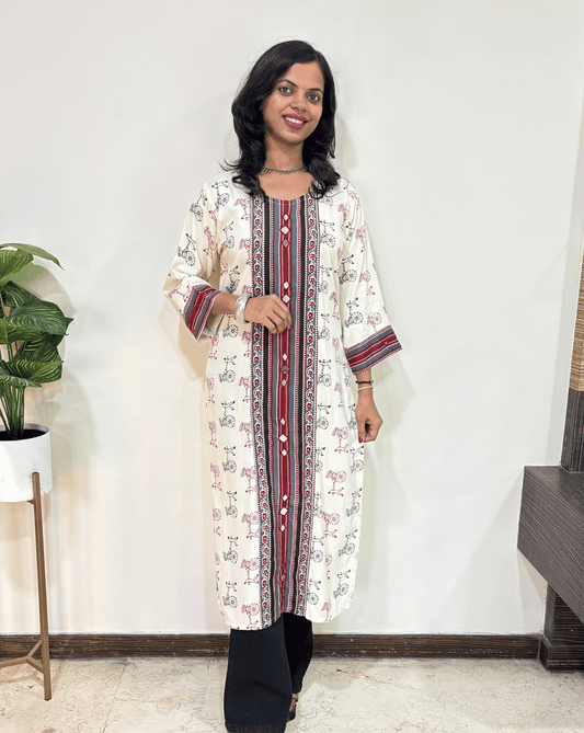 Chhavi White Panel Long Kurti