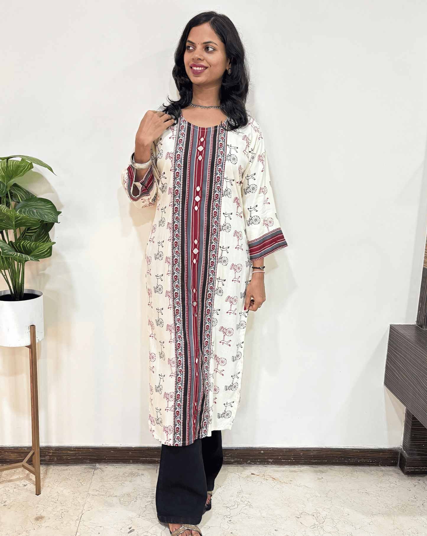 Chhavi White Panel Long Kurti