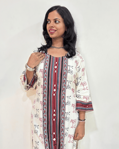 Chhavi White Panel Long Kurti