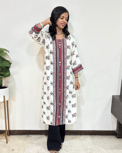 Chhavi White Panel Long Kurti