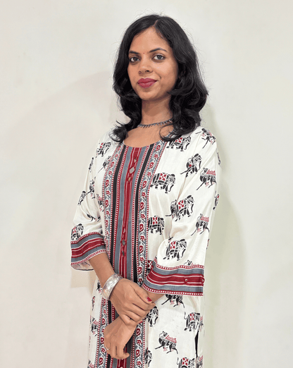 Chhavi White Panel Long Kurti
