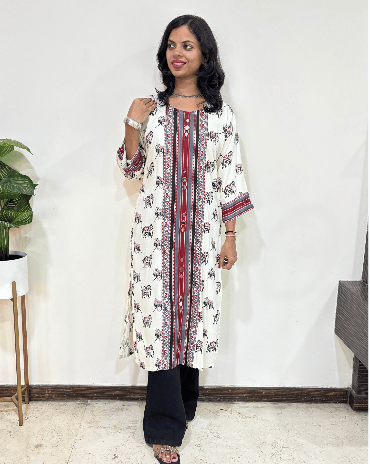 Chhavi White Panel Long Kurti