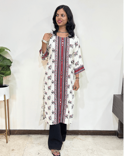 Chhavi White Panel Long Kurti