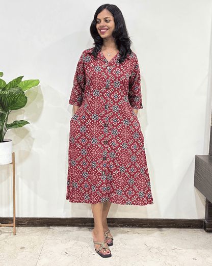 Shriya Ajrakh A-line  Long Kurti