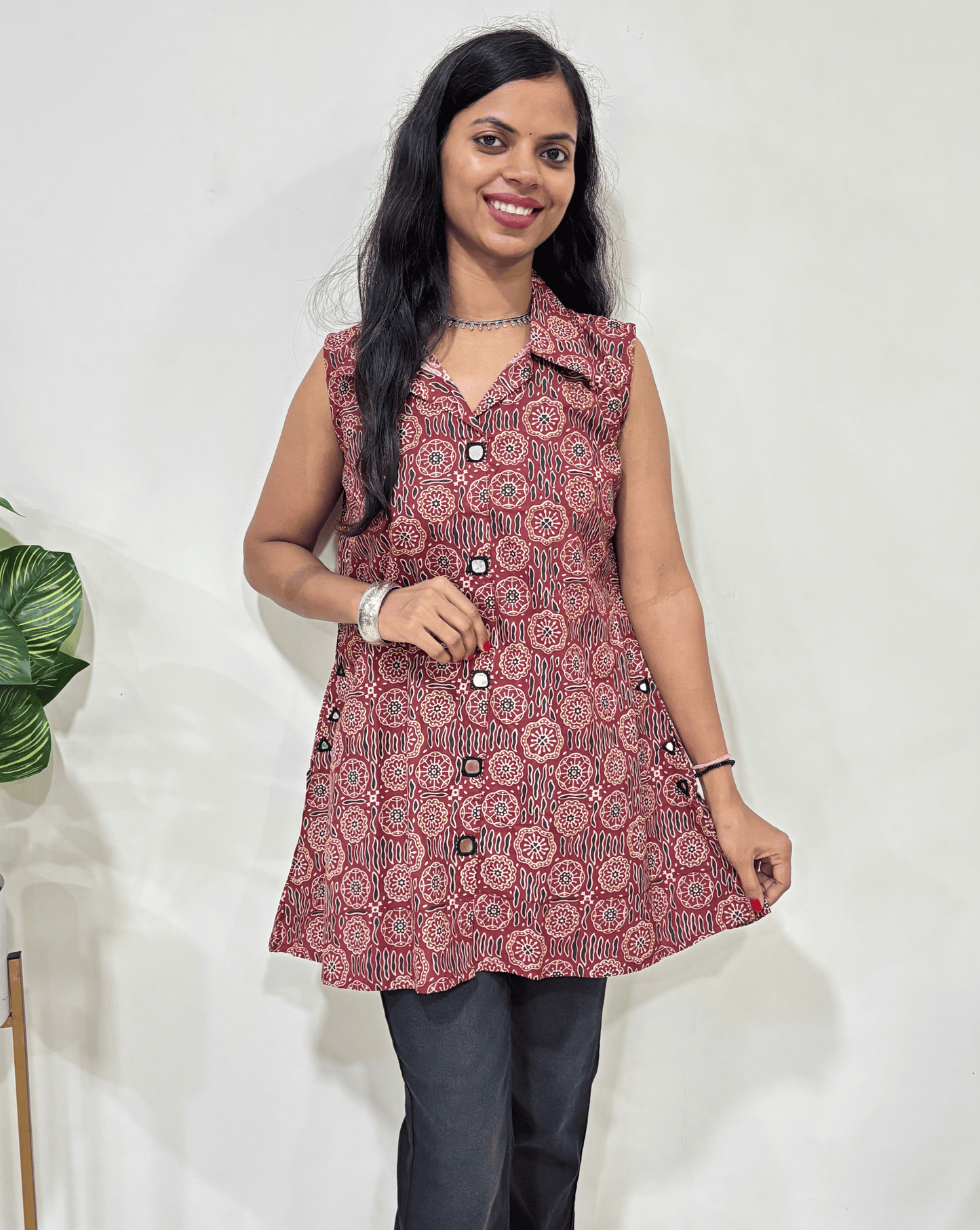 Kiara Ajrakh Short Kurti